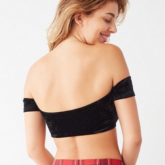 Urban Outfitters Velvet Off Shoulder Bra Top - Picture 2 of 4